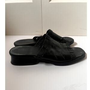 Cole Haan Y2K Wedge Slides Black Leather Size 8